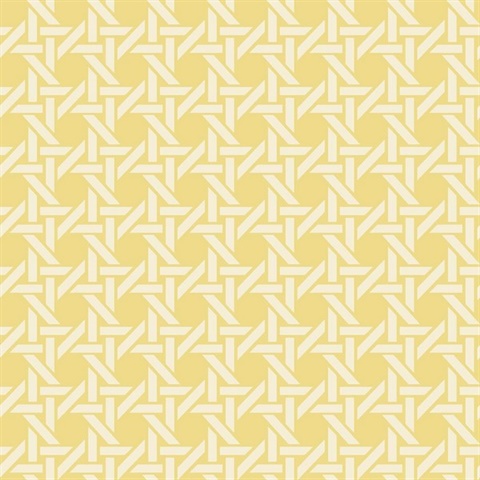 White & Yellow Commercial Wicker Geometric Wallpaper