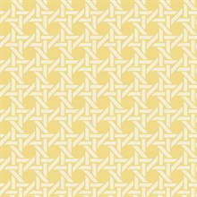 White & Yellow Commercial Wicker Geometric Wallpaper