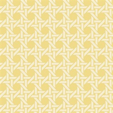 White & Yellow Commercial Wicker Geometric Wallpaper