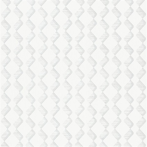 White ZigZag Glitter Optical Illusion Wallpaper