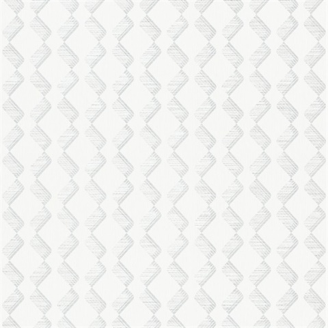 White ZigZag Glitter Optical Illusion Wallpaper