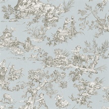 Whitney Light Blue Toile Wallpaper