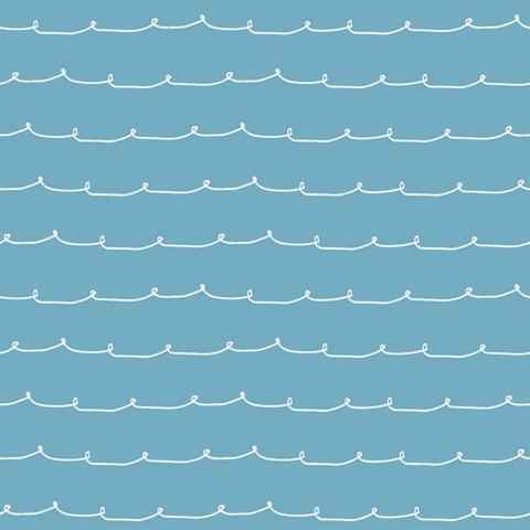 Wiggle Line Blue Stripe Wallpaper