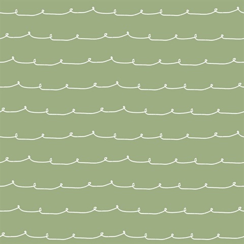 Wiggle Line Green Stripe Wallpaper