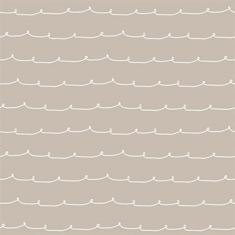Wiggle Line Taupe Stripe Wallpaper