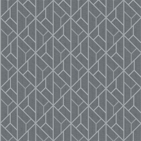 Wilder Grey Geometric Trellis Wallpaper
