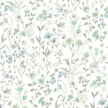 Wildflowers Floral Dew Drop & Spring Green Peel and Stick Wallpaper