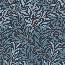 Willow Bough Deep Blue Victorian Vine Leaf Wallpaper