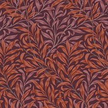 Willow Bough Purple & Orange Victorian Vine Leaf Wallpaper