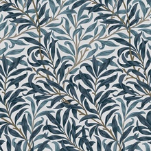 Willow Bough White & Blues Victorian Vine Leaf Wallpaper