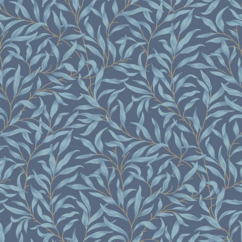 Willow Leaf Trail Blue Oasis Wallpaper