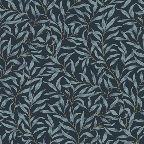 Willow Trail Botanical Aegean Blue Peel and Stick Wallpaper
