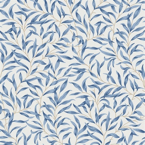 Willow Trail Botanical Blue Lake Peel and Stick Wallpaper