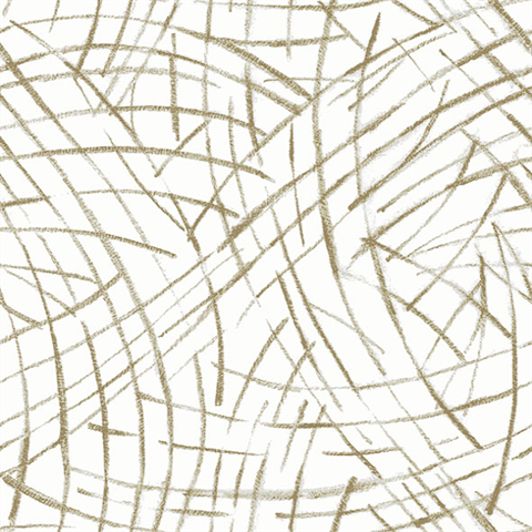 Willy Nilly Gold Abstract Brushstroke Lines Wallpaper