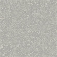 Wilma Grey Scandinavian Floral Block Print Wallpaper