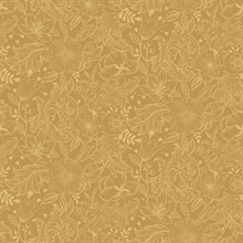 Wilma Yellow Scandinavian Floral Block Print Wallpaper