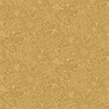 Wilma Yellow Scandinavian Floral Block Print Wallpaper