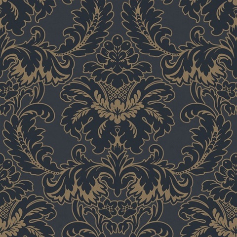 Windsor Blue Large Damask Wallpaper