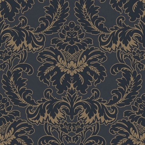 Windsor Blue Large Damask Wallpaper