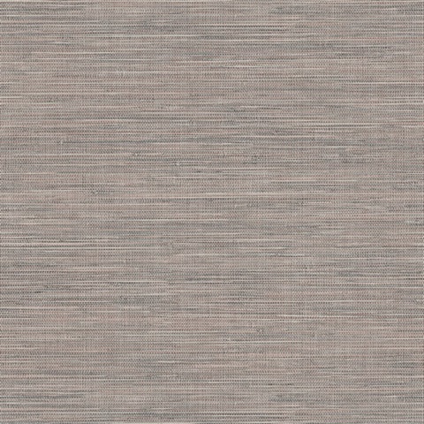 Winn Dark Brown Faux Grasscloth Wallpaper