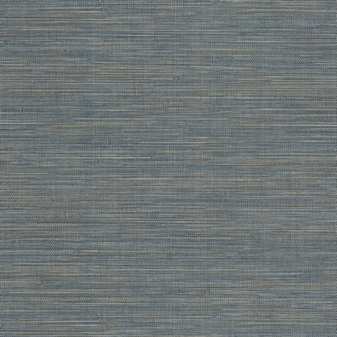 Winn Sapphire Faux Grasscloth Wallpaper