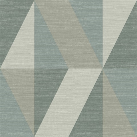 Winslow Green Geometric Faux Grasscloth Wallpaper