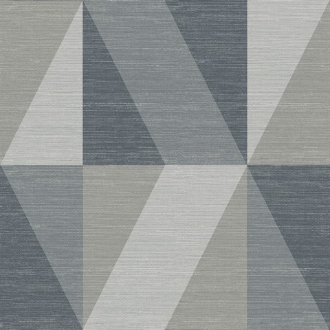Winslow Slate Geometric Faux Grasscloth Wallpaper