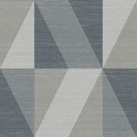 Winslow Slate Geometric Faux Grasscloth Wallpaper