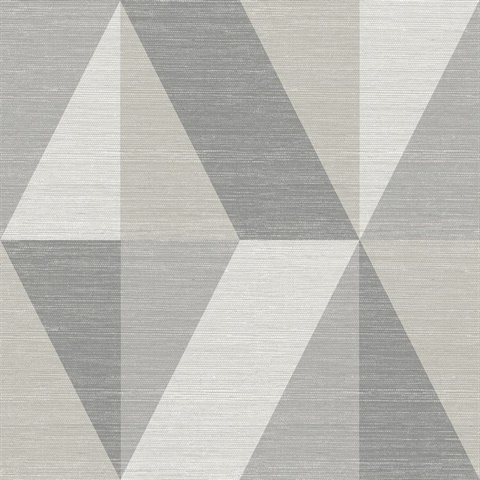 Winslow Stone Geometric Faux Grasscloth Wallpaper