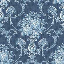 Winsome Blue Floral Damask Wallpaper
