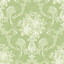 Winsome Green Floral Damask Wallpaper