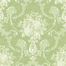 Winsome Green Floral Damask Wallpaper