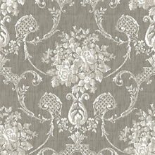 Winsome Grey Floral Damask Wallpaper