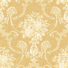 Winsome Mustard Floral Damask Wallpaper