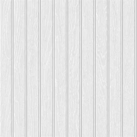 Wood Beadboard Off-White & Pearl Grey Peel and Stick Wallpaper