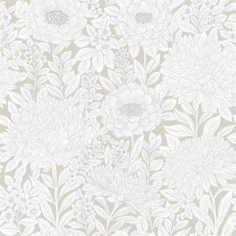 Champagne Wood Block Wildflower Floral Wallpaper