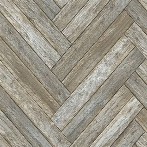 Wood Chevron Wood Taupe & Beige Peel and Stick Wallpaper