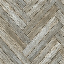 Wood Chevron Wood Taupe & Beige Peel and Stick Wallpaper