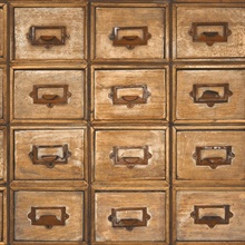 Wood Library Card Catalog Tawny Peel and Stick Wallpaper