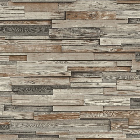 Wood Reclaimed Wood Plank Charcoal & Brown Peel and Stick Wallpaper