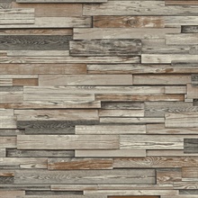 Wood Reclaimed Wood Plank Charcoal & Brown Peel and Stick Wallpaper