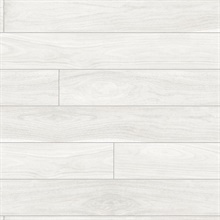 Wood Teak Planks Off-White Peel and Stick Wallpaper