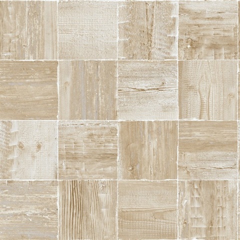 Wood Wood Block Wheat Peel and Stick Wallpaper