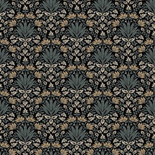 Woodbury Black Floral Damask Wallpaper