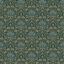 Woodbury Evergreen Floral Damask Wallpaper