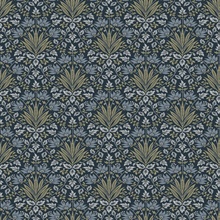 Woodbury Navy Floral Damask Wallpaper