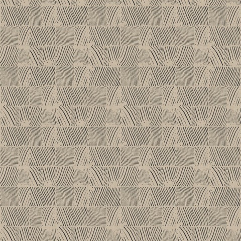 Woodcut Black & Linen Wallpaper