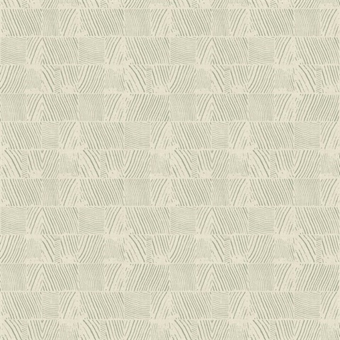 Woodcut Green & Stone Wallpaper