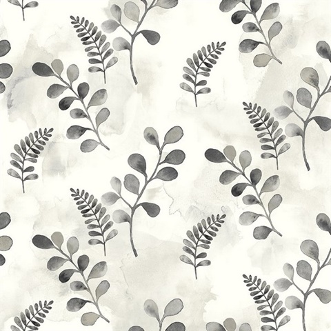 Woodland Walk Botanical Steel Grey Peel and Stick Wallpaper