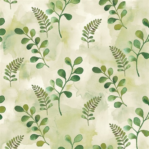 Woodland Walk Botanical Summer Fern Peel and Stick Wallpaper